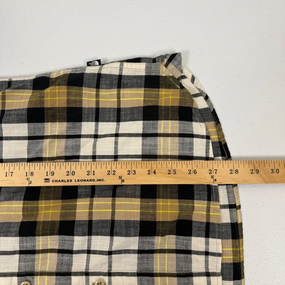 The North Face Mens Plaid Short Sleeve Button Down Shirt Black Yellow‎ Large